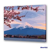 數字油畫 富士山紅櫻