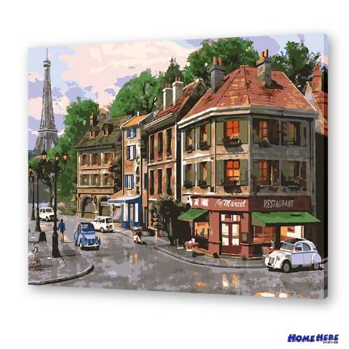 數字油畫 巴黎老街