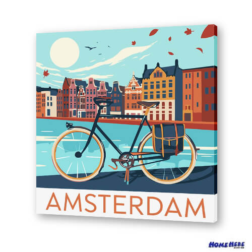 數字油畫 荷蘭 阿姆斯特丹運河