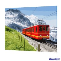數字油畫 瑞士少女峰 鐵路