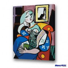 數字油畫 畢卡索 拿著一本書的女人