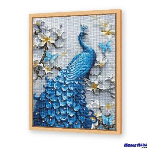 鑽石畫 浮雕藍孔雀