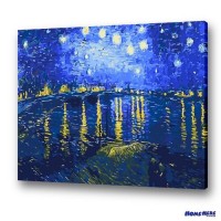 數字油畫 梵谷 隆河的星夜