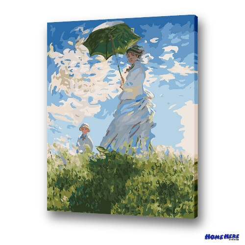 數字油畫 莫內 撐洋傘的女人