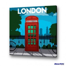 數字油畫 倫敦 紅色電話亭