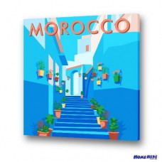 數字油畫 摩洛哥 藍色小鎮