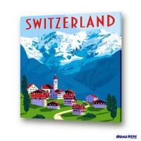 數字油畫 瑞士 阿爾卑斯山