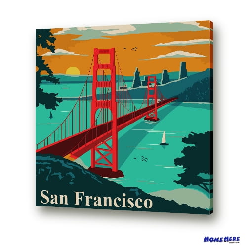 數字油畫 舊金山 金門大橋