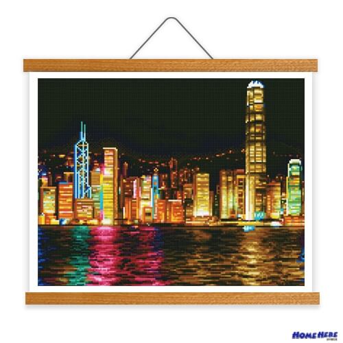 鑽石畫 香港夜景 掛軸無框版