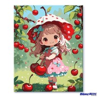 數字油畫 櫻桃女孩