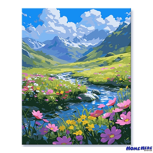 數字油畫 花香山澗