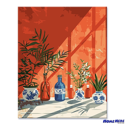 數字油畫 平平安安 紅火