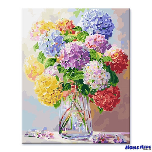 數字油畫 彩虹繡球花