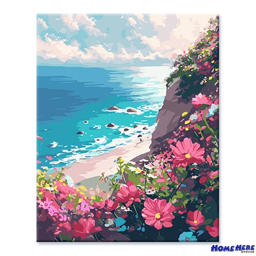數字油畫 海邊波斯菊