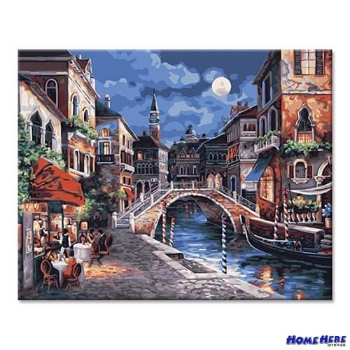 數字油畫 水都月夜