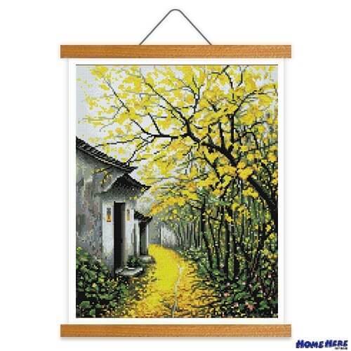 鑽石畫 煙雨黃花香 掛軸無框版 鑽石畫 煙雨黃花香 掛軸無框版