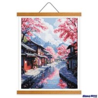 鑽石畫 一溪落櫻滿庭春 掛軸無框版