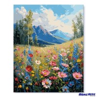 數字油畫 山花拂面開