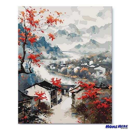 數字油畫 紅玉向晚香