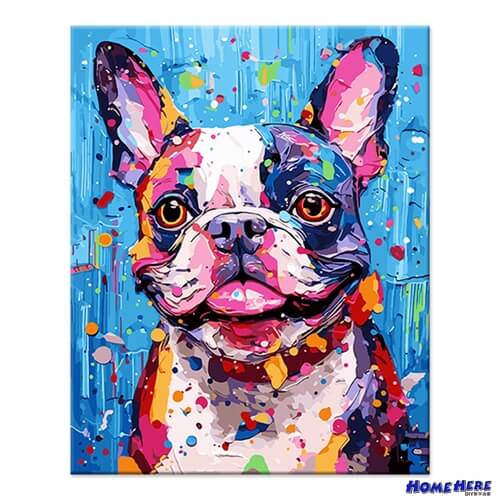 數字油畫 法國鬥牛犬