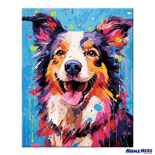 數字油畫 邊境牧羊犬