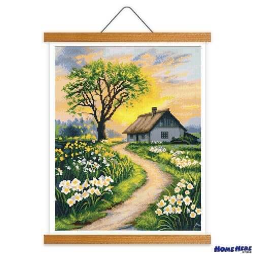 鑽石畫 水仙花開 掛軸無框版