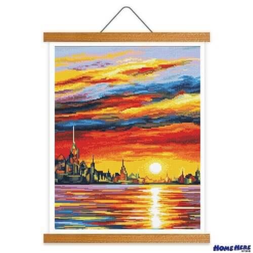 鑽石畫 焰色江城 掛軸無框版