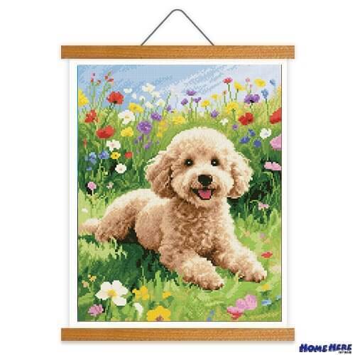 鑽石畫 泰迪犬 掛軸無框版