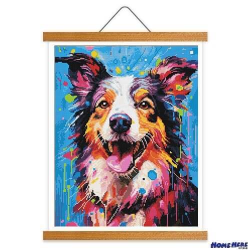 鑽石畫 邊境牧羊犬 掛軸無框版