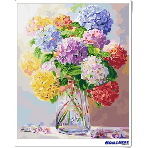 數字油畫 彩虹繡球花