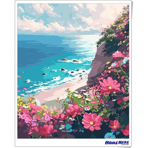 數字油畫 海邊波斯菊