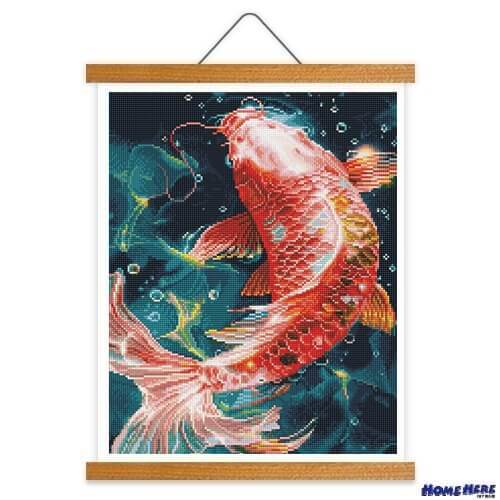 鑽石畫 吉祥鯉魚 掛軸無框版