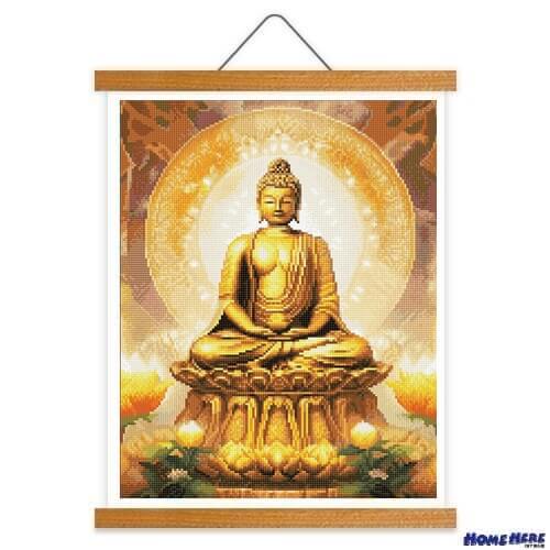 鑽石畫 如來佛祖 蓮花座 掛軸無框版