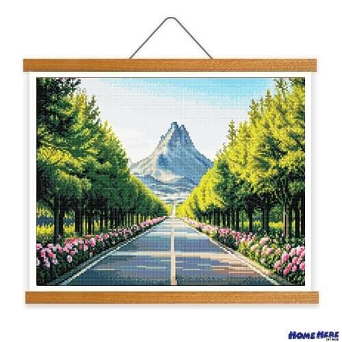 鑽石畫 花徑 奔赴遠山 掛軸無框版