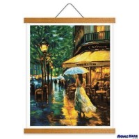 鑽石畫 雨夜咖啡館 掛軸無框版